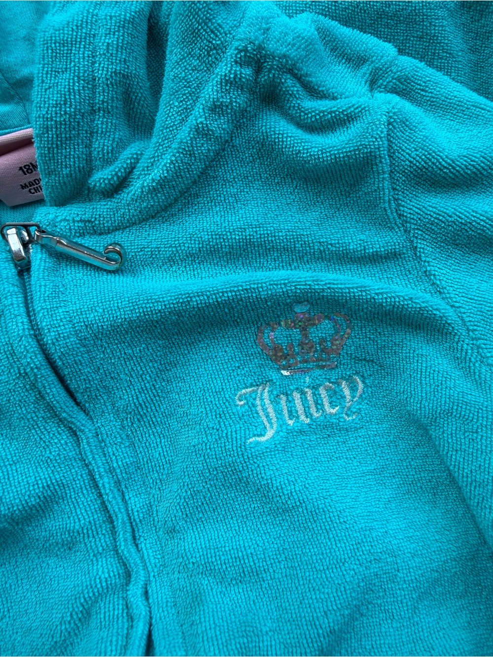 Juicy Couture Toddler Velour Tracksuit Set Teal Rhinestone 18M - Picture 3 of 6